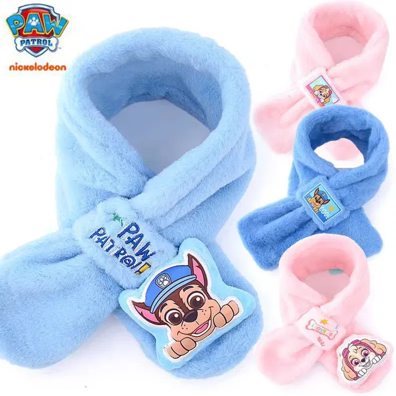 Color: Beige, Size: XXL - 100% Genuine Paw Patrol Thicken Cross Collar Scarf Kids Girls Glove Warm Winter Muffler Fur Plush Cute Shawl Scarfs High quality