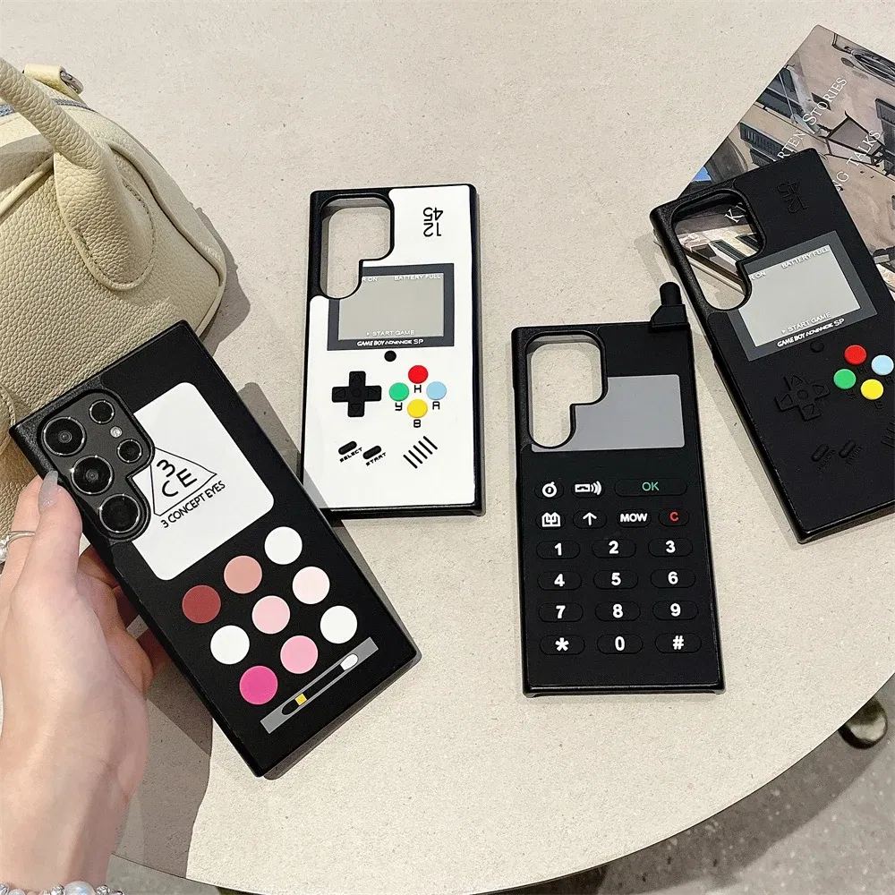 Color: SKY BLUE, Material: Vinyl - S24 Ultra Case 3D Cute Game Box Design Cellphone Luxury for Samsung Galaxy S23 S24 Ultra Phone Cases Cartoon Shockproof Cover