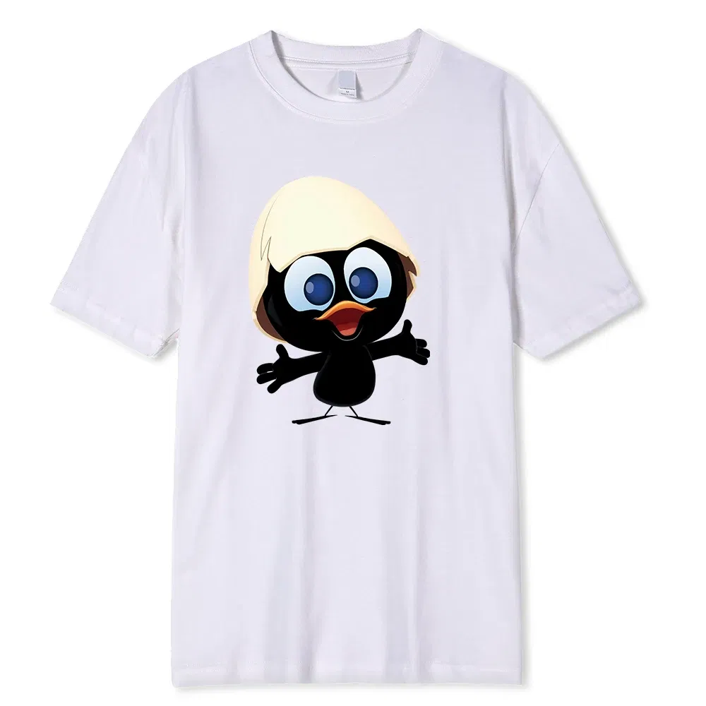 Color: Beige, Size: XXL - Sunlight T Shirt Big Size Men Calimero Cartoon pattern Men T Shirt Painted Funny Tshirt Men T Shirt