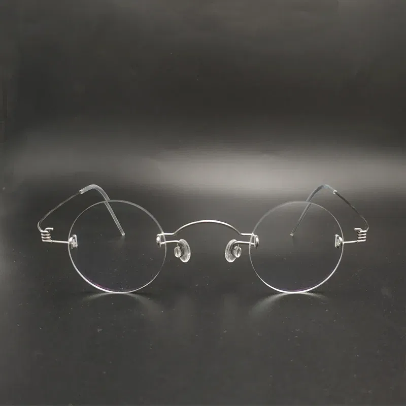 Frame Color: GRAY, Ships From: CHINA - Handmade glasses custom retro frameless small round men and women myopia prescription reading glasses screwless eyewear