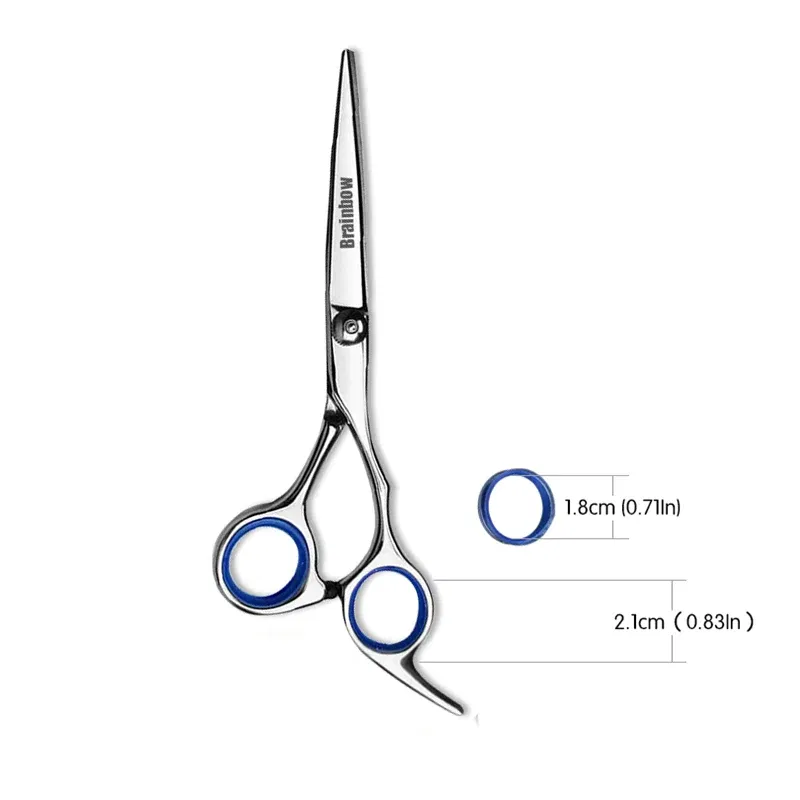 Color: Red - Brainbow 6 inch Cutting Thinning  Styling Tool Hair Scissors Stainless Steel Salon Hairdressing Shears Regular Flat Teeth Blades