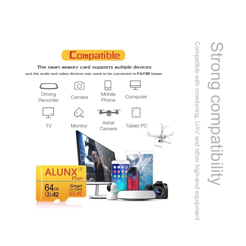 Capacity: 32GB - ALUNX 100% Genuine Micro TF SD Card 256G U3 128GB 64GB 32GB Memory Card Flash Class 10 Support Mobile Phones UAV Etc Card Reader