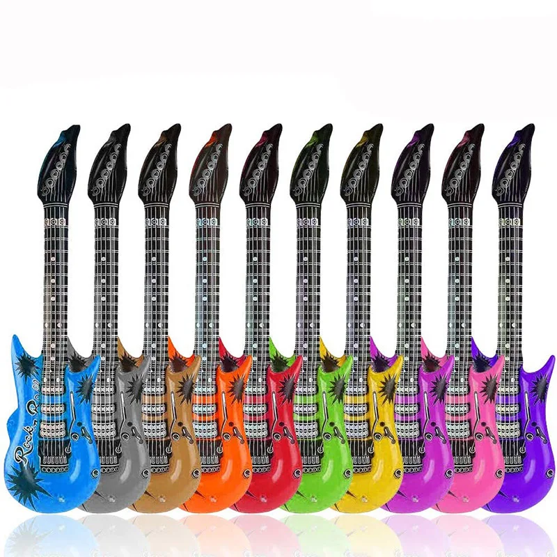 Color: Light Grey - 1pc Guitar Balloon 36inch Inflat Guitar Music Rock Party Decoration 80s 90s Disco Party Supplies