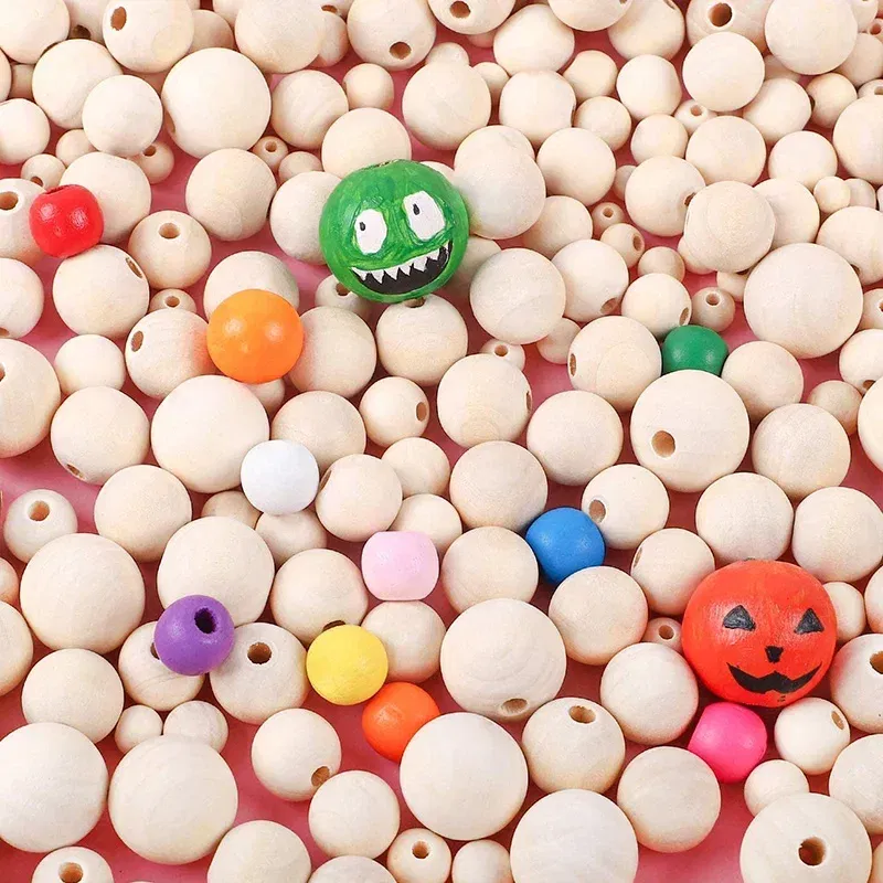 Color: PINE, Wood Diameter: 13-14cm - 2-500Pcs Natural Wooden Beads with Holes 4-30mm Round Spacer Wooden Bead Ball Loose Wood Bead Charm for DIY Handmade Accessories