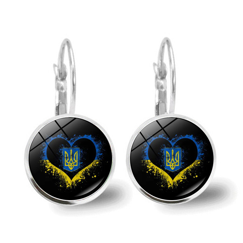 Metal Color: BRONZE - Ukrainian Element Earrings Women's Simple and Versatile Yellow and Blue Sunflower Butterfly Earrings Earrings Temperament