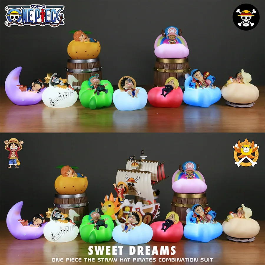 Color: black - Original One Piece Night Light Luffy Zoro Sanji Anime Figure Lamp Soft Light Bedroom Bedside LED Light Room Children Toys Gift