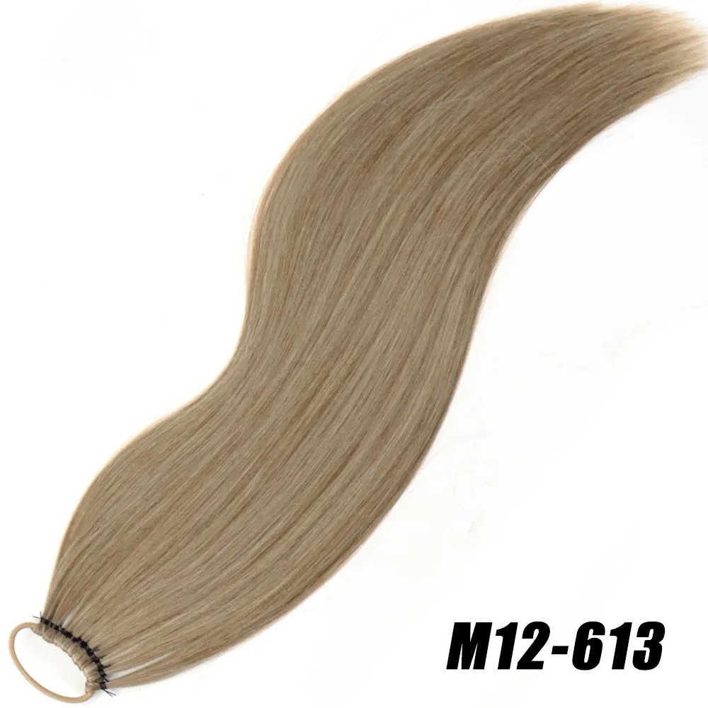 Color: P1B/613, Ships From: CHINA, Stretched Length: 24inches - Synthetic 24Inch Ponytail Extensions Black Natural Braided Pony Tail Hairpiece Long Straight Rubber Band Hair For Women