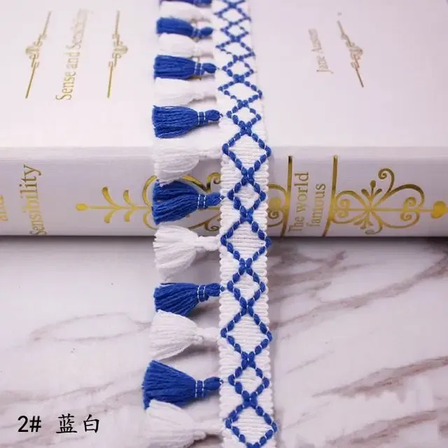 Color: black - 1Yard Lace Ribbon Sewing Trim Tassel Trim Lace Fabric Sewing Fringe Sewing Lace Kintted Fabric Handmade DIY Craft Accessories