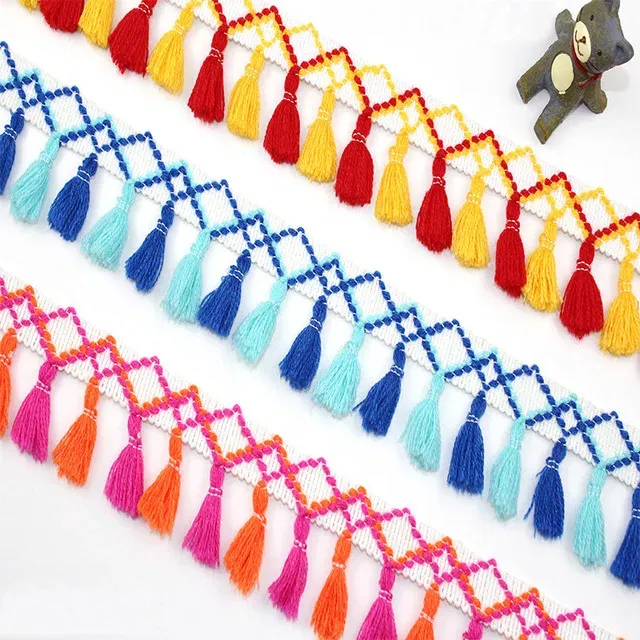 Color: black - 1Yard Lace Ribbon Sewing Trim Tassel Trim Lace Fabric Sewing Fringe Sewing Lace Kintted Fabric Handmade DIY Craft Accessories