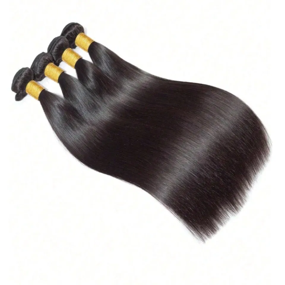 Stretched Length: 14 16 18 - Peruvian Bone Straight Human Hair Bundles Deal Unprocessed Virgin Hair Extensions Long Thick Cheap Brazilian Hair Weave Natural