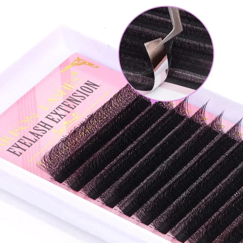 Color: Brushed Chrome, Curl: D, Thickness: 0.07mm, Length: 14mm - ARISON LASHES W Shape 3/4/5/6D Eyelashes Extension Premade Volume Fans YY-shape Lashes Faux Mink Soft Easy Faning Natural Lashes