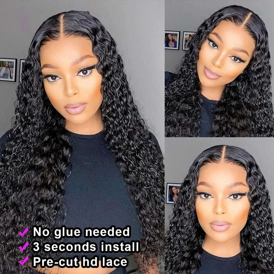 Hair Color: #4, Density: 190%, Ships From: CHINA, Stretched Length: 22INCHES - Glueless Wig Human Hair Ready To Wear Curly Wigs Human Hair Lace Frontal Wig Glueless Wig 100% Human Hair 5x5 Closure Wig