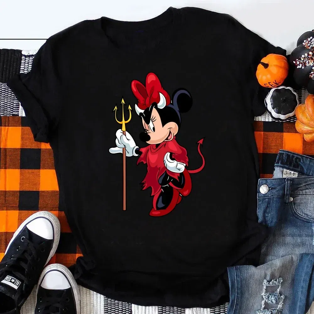 Color: WHITE, Kid Size: 4T - Funny Mickey Minnie Mummy Print Disney Children Cotton T Shirts Trick Treat Fashion Halloween Cute Kid Clothes Girls Streetwear