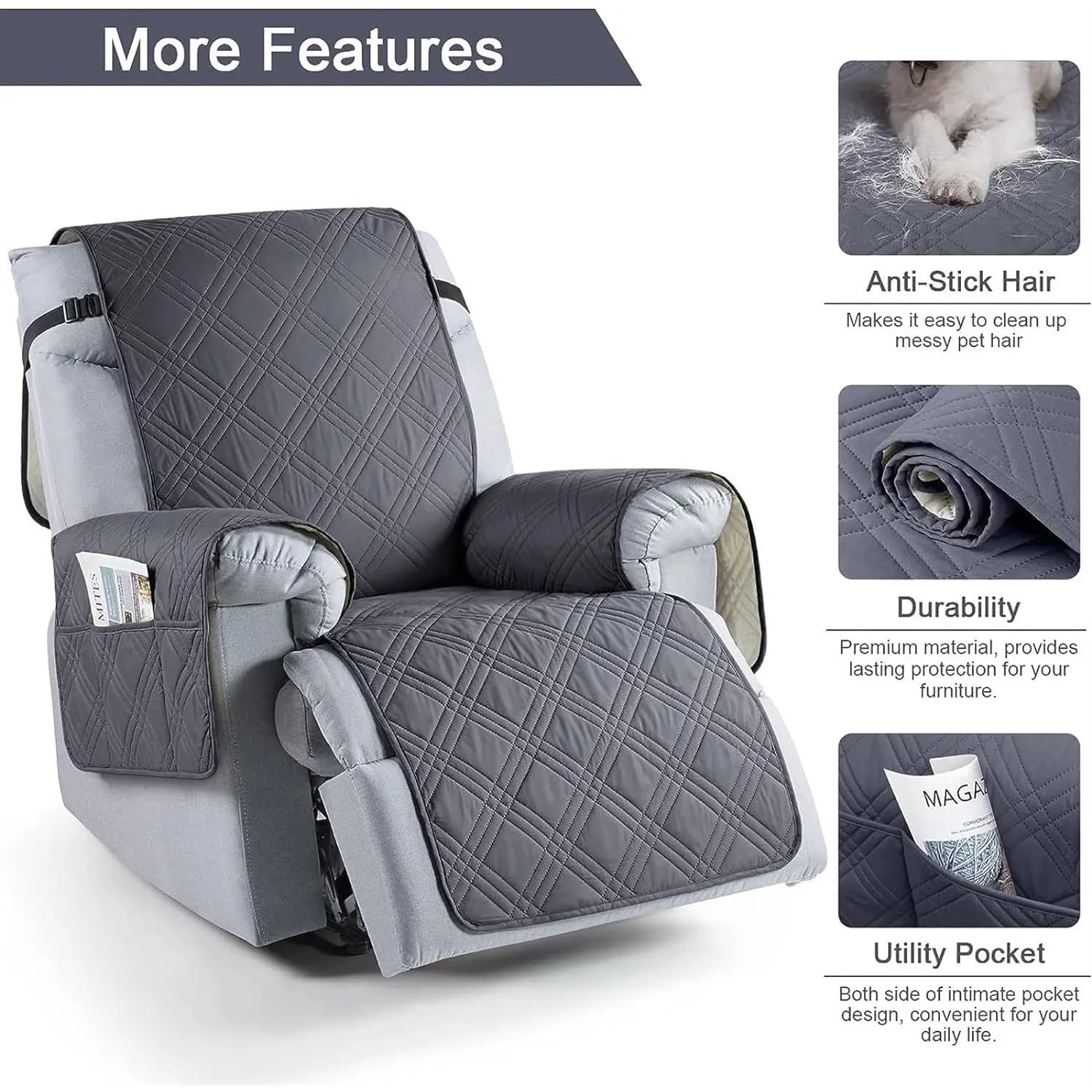 Color: Chocolate - Waterproof Recliner Chair Cover Non Slip Armchair Slipcovers For Recliner Chair With Pocket Washable Reclining Chair Cover