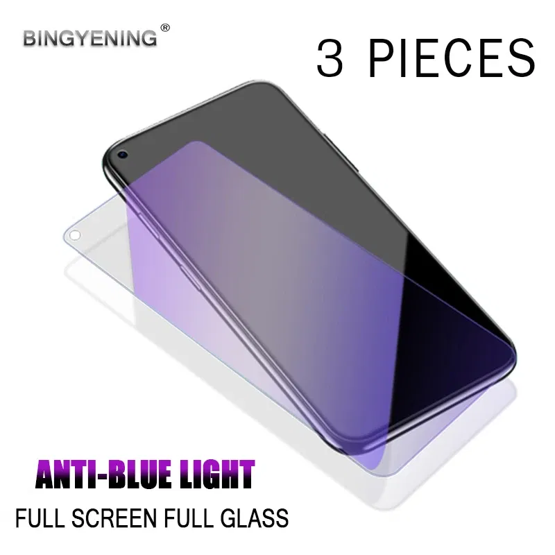 Color: Transparent, Material: Anti Blue Light, Bundle: Bundle1 - 3pcs Anti Blue Purple Light Tempered Glass For Huawei Mate 20 Lite/Mate 40 Lite/View 30/Y9A/Nova 8 SE  Screen Protector Glass