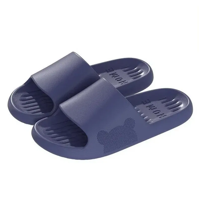 Color: Grass-Green, Shoe Size: 44 - Soft Slippers Couples Home Outdoor Slipper Summer Women Bedroom Thick Bottom Shoes Beach Sandals Men Flip Flops Shower Shoes