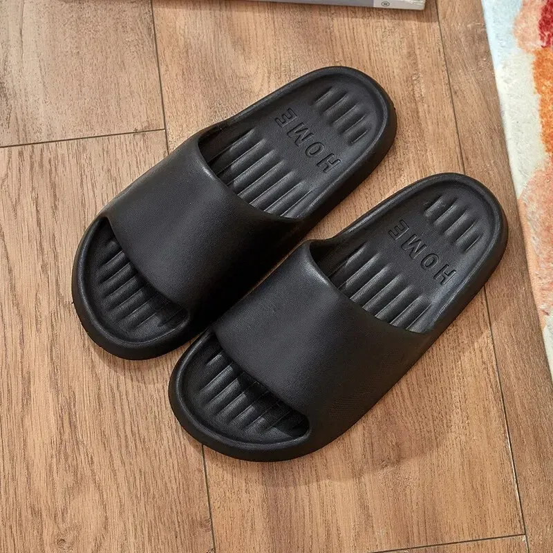 Color: Grass-Green, Shoe Size: 44 - Soft Slippers Couples Home Outdoor Slipper Summer Women Bedroom Thick Bottom Shoes Beach Sandals Men Flip Flops Shower Shoes