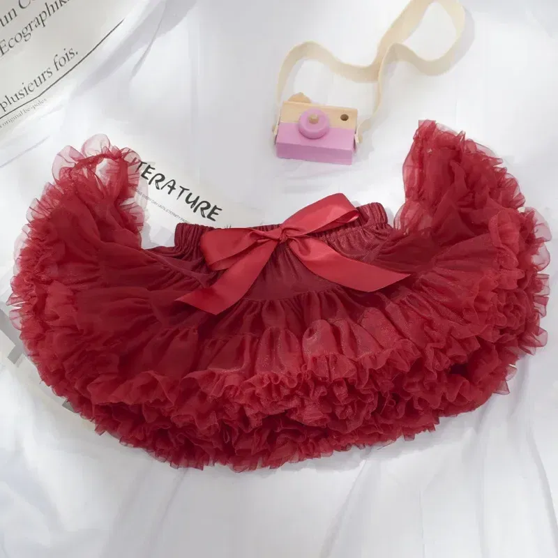 Color: Brown, Kid Size: 4T - Baby Girls Tulle Tutu Skirt Ballerina Pettiskirt Fluffy Children Ballet Skirts For Party Dance Princess Girl Tulle Clothes 1-10Y