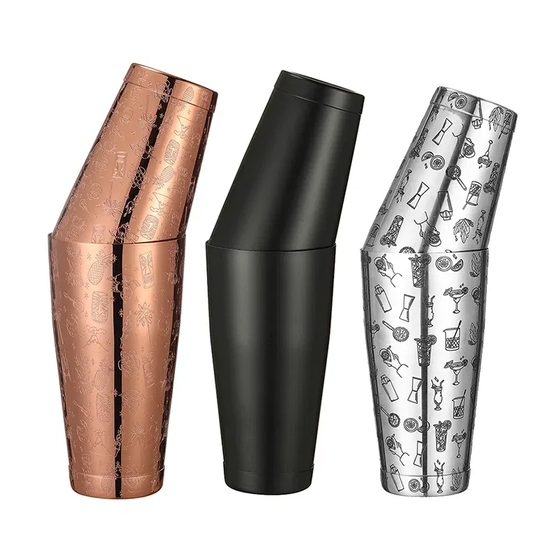 Color: Blue - Stainless Steel Boston Shaker Bar Shaker with different Surface Finish -2 Piece Cocktail Shaker, 15-Ounce and 25-Ounce