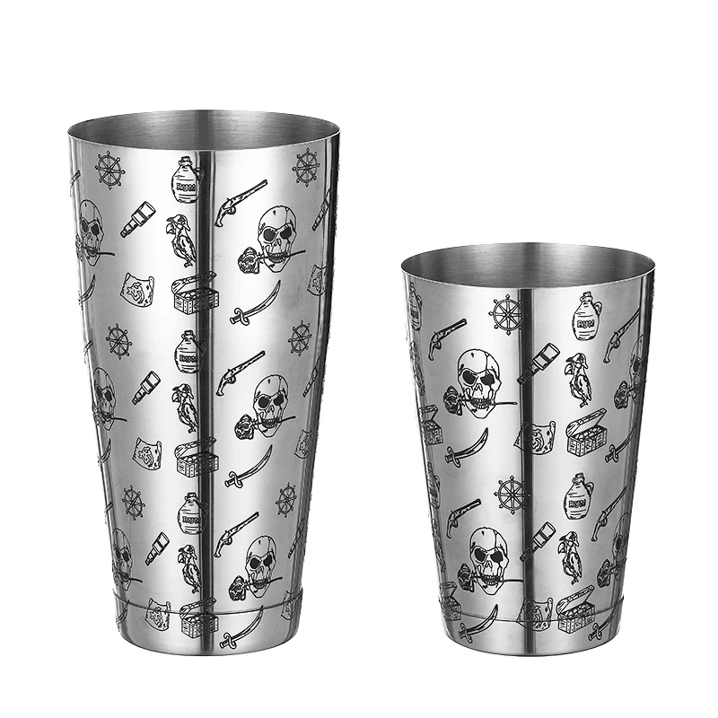 Color: Blue - Stainless Steel Boston Shaker Bar Shaker with different Surface Finish -2 Piece Cocktail Shaker, 15-Ounce and 25-Ounce