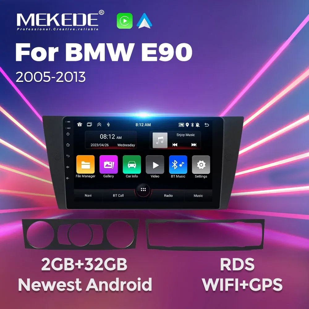 Color: WHITE - MEKEDE IPS 9 Inch For BMW 3-Series E90 E91 E92 E93 2005-2013 Autoradio Multimedia Head Unit No 2 Din GPS Navigation WIFI FM