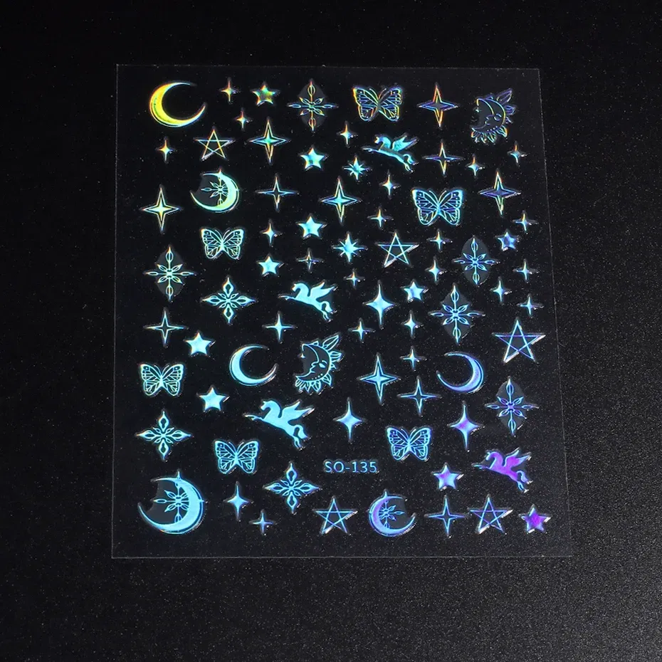 Color: Tan/Khaki - Sliver Stars Nails Stickers 3D Bronzing Laser White Cross Starlight Glossychic Y2k Stylish Adhesive Manicure Decorations SO-167