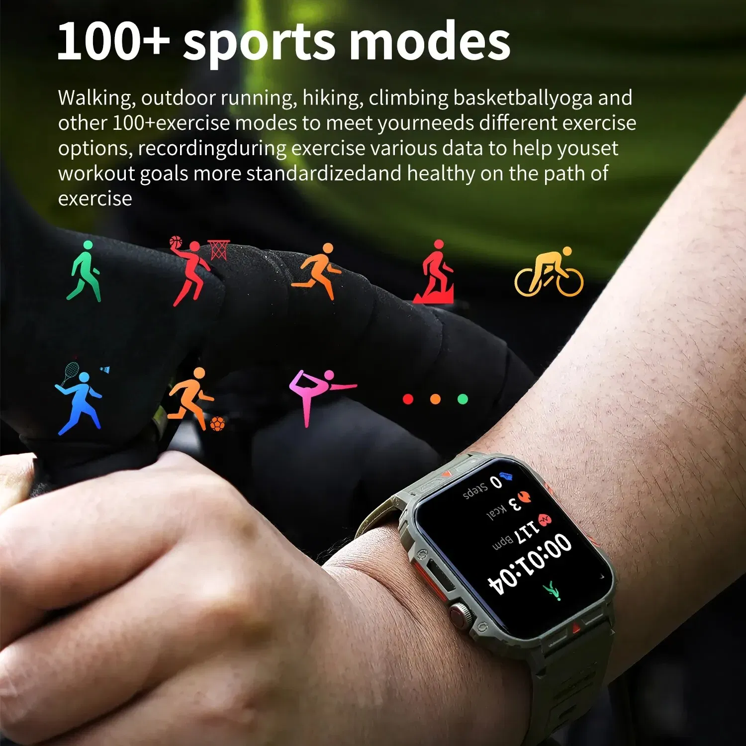 Color: Pink - MISIRUN Outdoor Sports Smart Watch 1.95" HD Screen Bluetooth Call Smartwatch Health Monitoring IP68 Waterproof Fitness Tracker