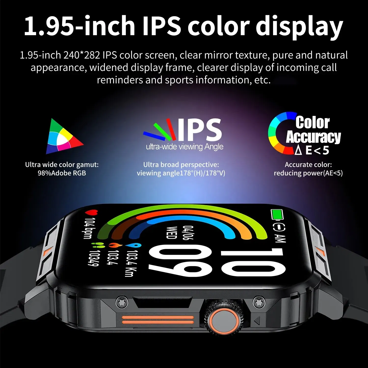 Color: Pink - MISIRUN Outdoor Sports Smart Watch 1.95" HD Screen Bluetooth Call Smartwatch Health Monitoring IP68 Waterproof Fitness Tracker