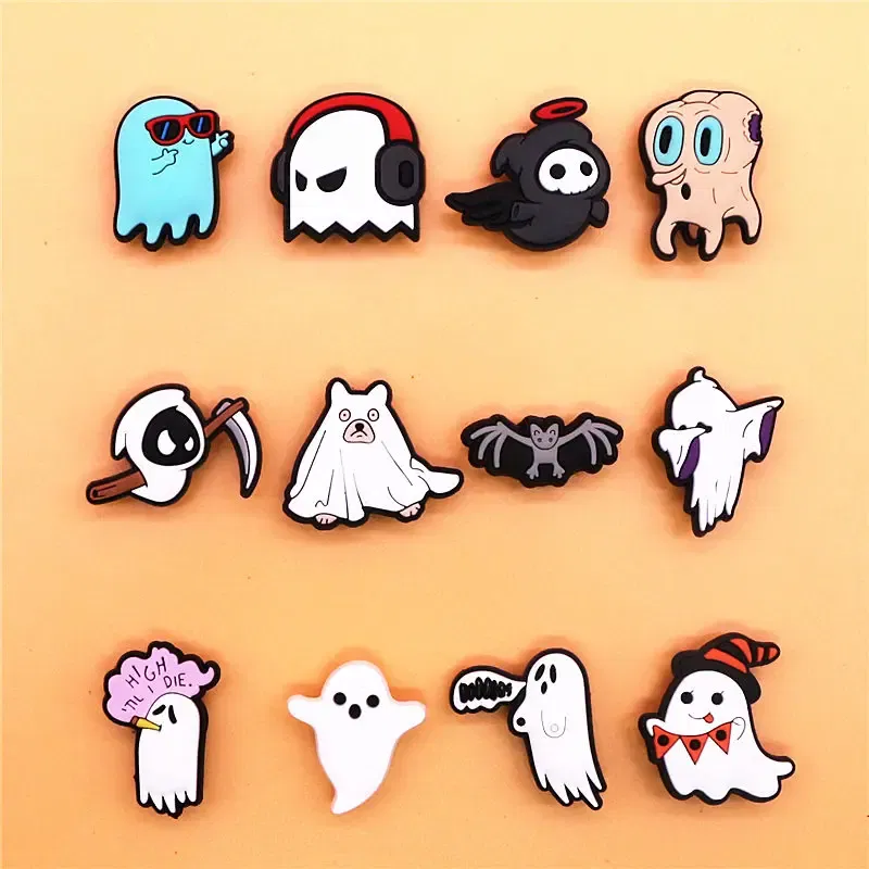 Color: Gold, Ships From: CHINA - 1pcs Funny Cute Ghosts Shoes Charms Jeans Magic Shoe Badges Buckle Lovely Death Shoe Upper Clip Decorations Kids Gifts Wholesale