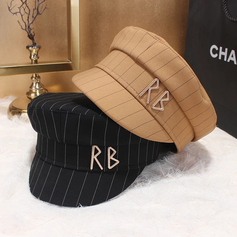 Designer New Winter Embroidery Letter Baker Boy Straw Caps Purple Newsboy Caps Thick Warm Flat Cap Chapeau Homme