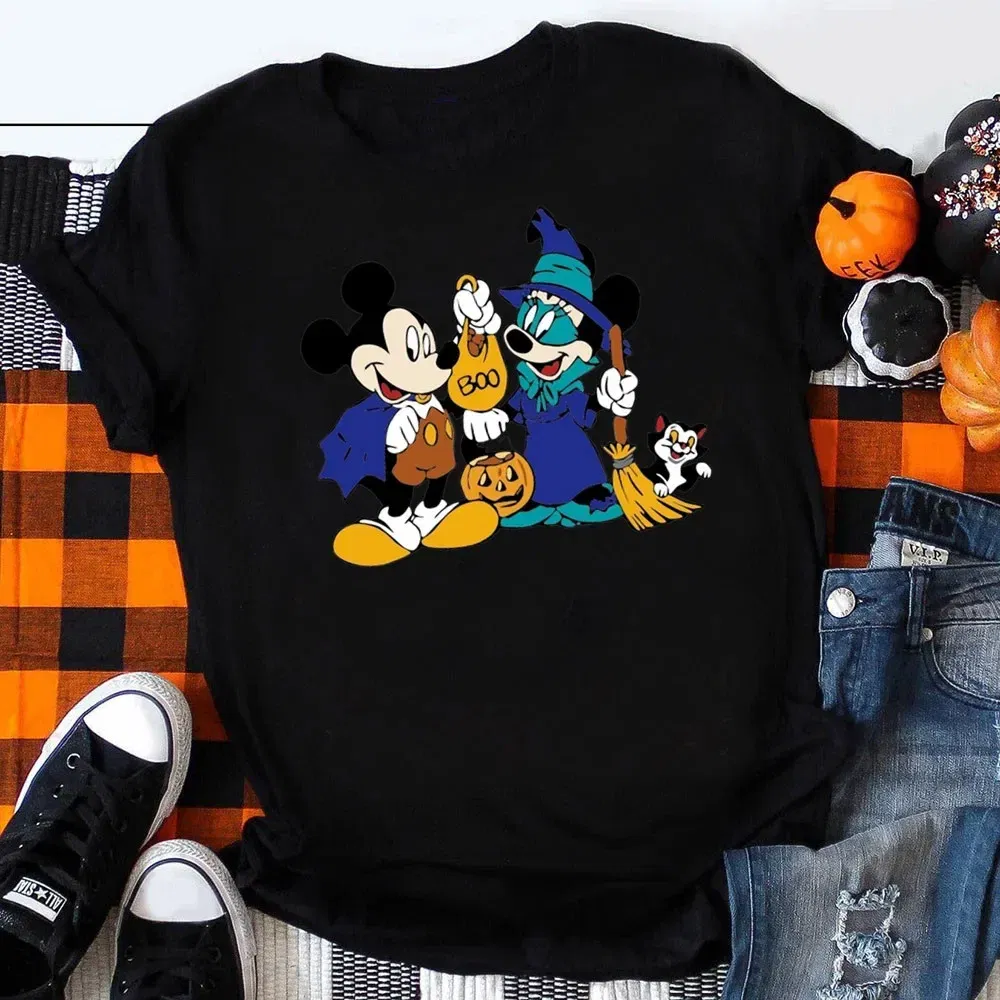 Color: Pink, Kid Size: 6 - Funny Mickey Minnie Mummy Print Disney Children Cotton T Shirts Trick Treat Fashion Halloween Cute Kid Clothes Girls Streetwear