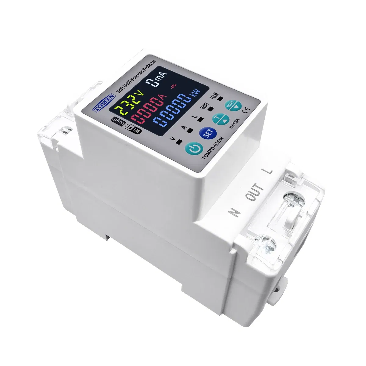 Rated Current: 63A - TOMZN 63A 110V 230V  WIFI Smart Switch smartlife Kwh Metering Circuit Breaker Timer with voltage current and leakage protection