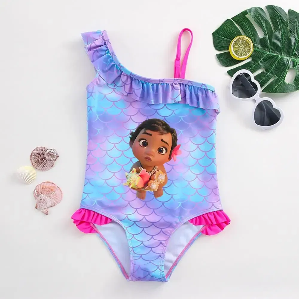 Color: Lavender, Kid Size: 12M - Moana Baby Girl Mermaid Fish Scale Print Swimsuit One-Piece Swimwear Toddler Bathing Suit Beach Outfit
