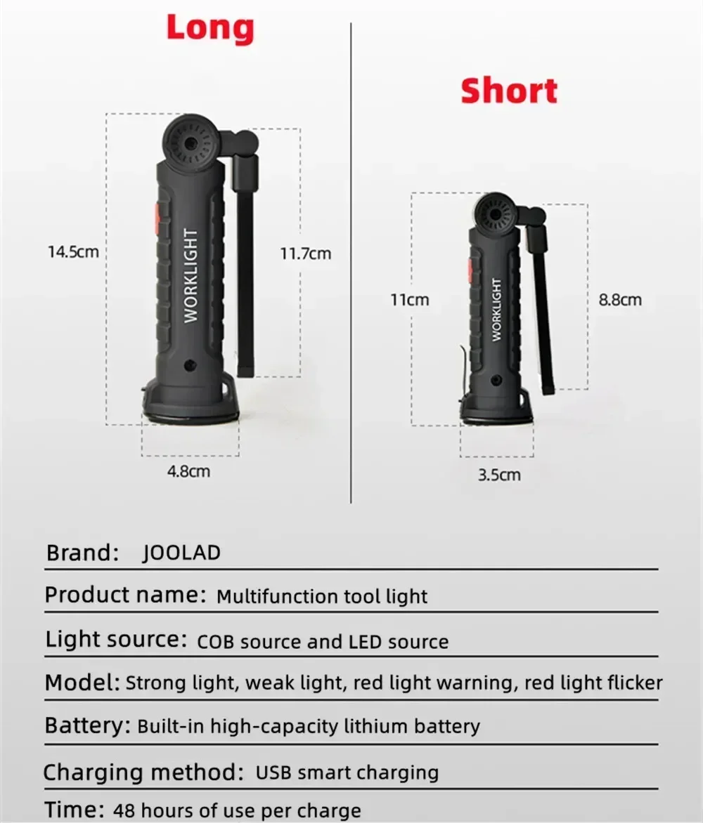 Emitting Color: green - COB LED Work Light Dimmable USB Rechargeable LED Flashlight Inspection Lamp With Magnetic Hook Power Bank 18650 Battery Torch
