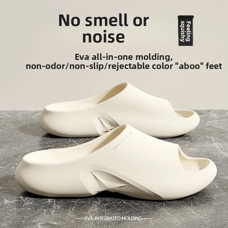 Color: Ivory, Shoe Size: 42-43 - High Quality EVA Soft Thick Soled Slippers Women's Summer Fashion Wear Slippers Home Home Sandals Men's Beach Shoes