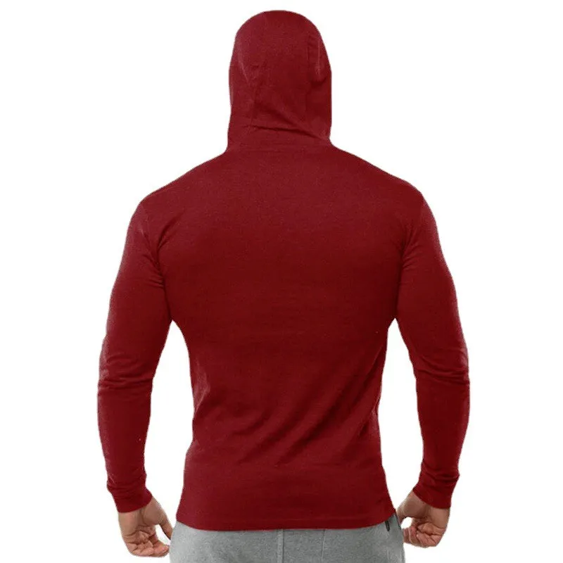 Color: Red, Size: L - Trendy Personality Funny XX Smile Face Hoodie Mens Slim Fit Running Long Sleeve Cotton Shirt Gym Training Fitness Hooded T-Shirt