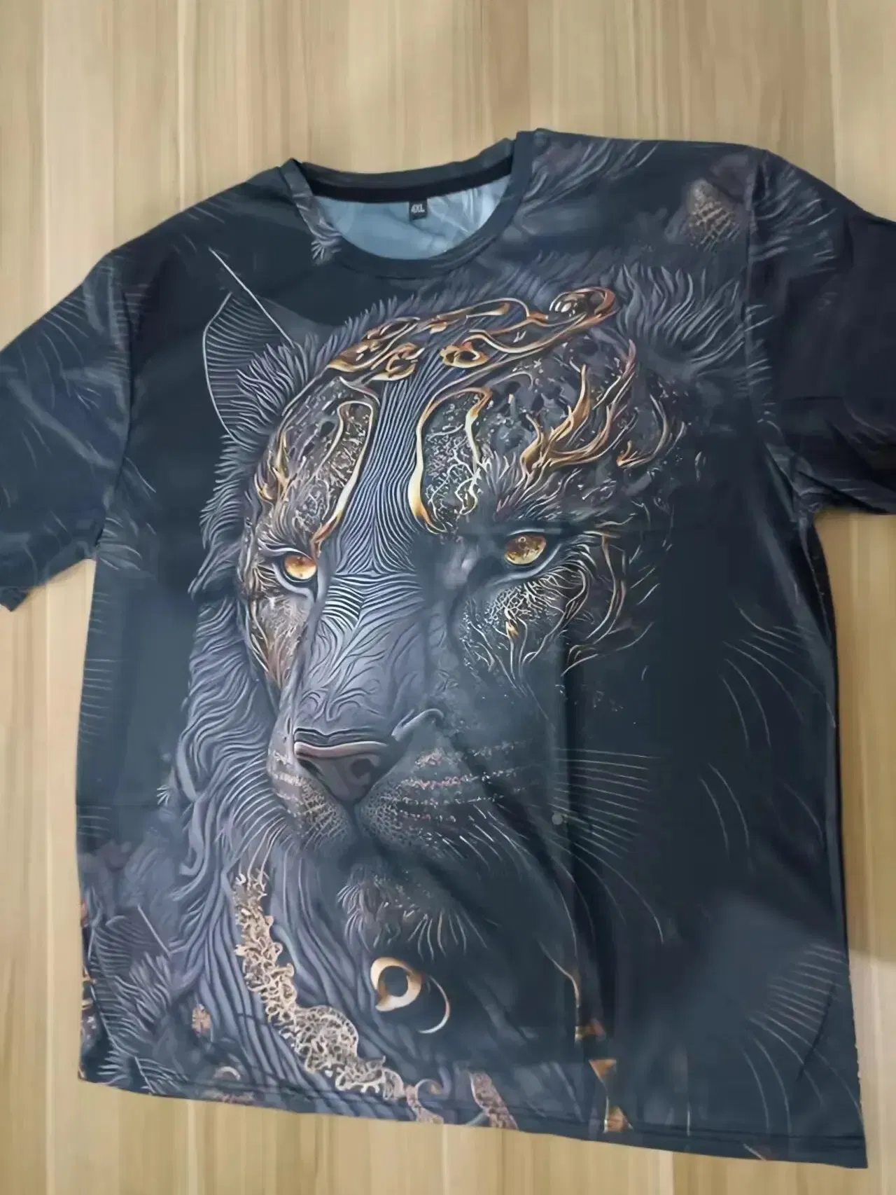 Size: XXL, Color: Green - Daily Oversized Men's T-Shirt 3D Lion Print Tees Tops Summer Casual Animal Pattern Streetwear New Fashion Street Men Clothing