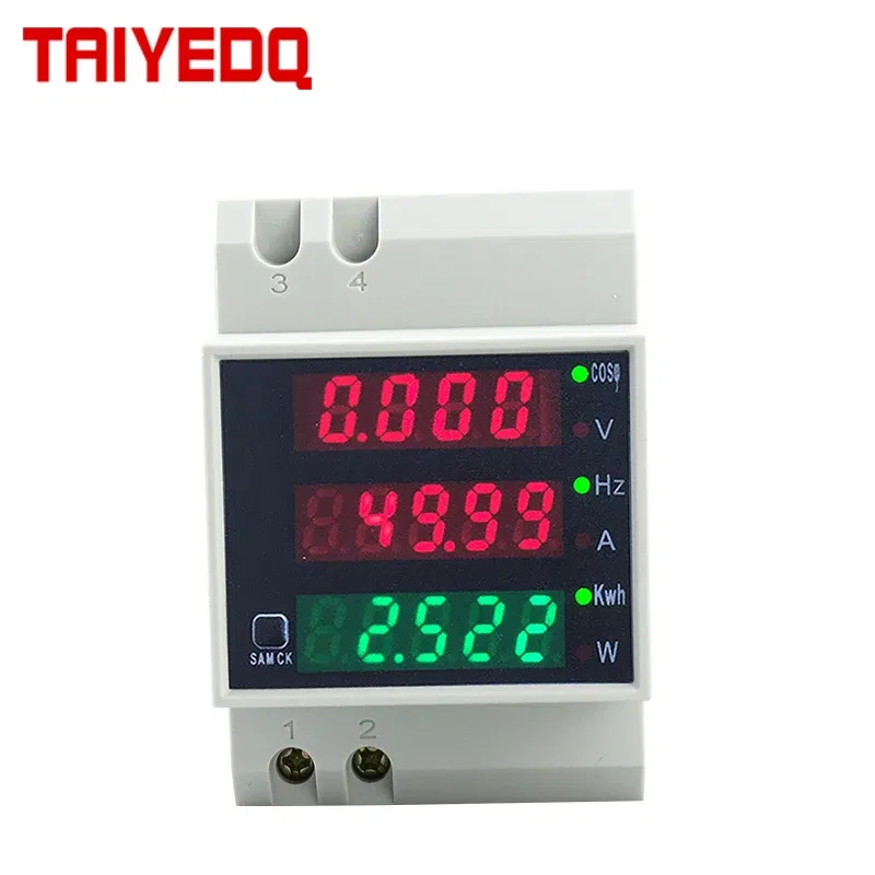 Color: WHITE, Ships From: CHINA - D52-2058 Wattmeter Din rail Volt current Meter Power Factor digital meter AC80-300V multi-function kwh Hz meter 0-100A