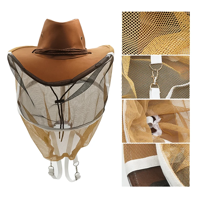 Color: Dark Khaki, Ships From: CN, Size: M - Bee Hat Breathable Beekeepers Hat Beekeeper Hats With High Visibility Veil Face Protection Outdoor Bee Keeper Starting Kit