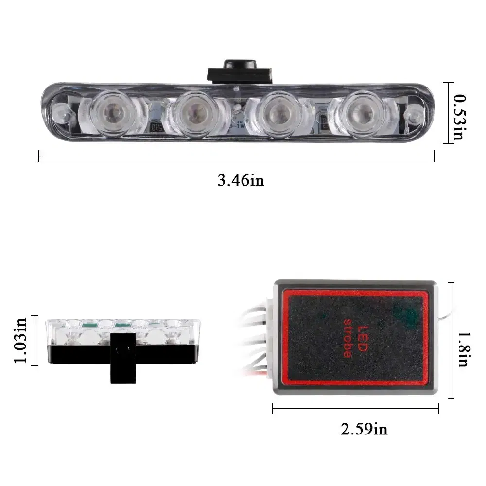 Emitting Color: Cold White - 4 In 1 Red Blue Emergency Strobe Lights Police Lights 12V With Wireless Remote Control Flash Grille Light for Cars Truck Van SUV
