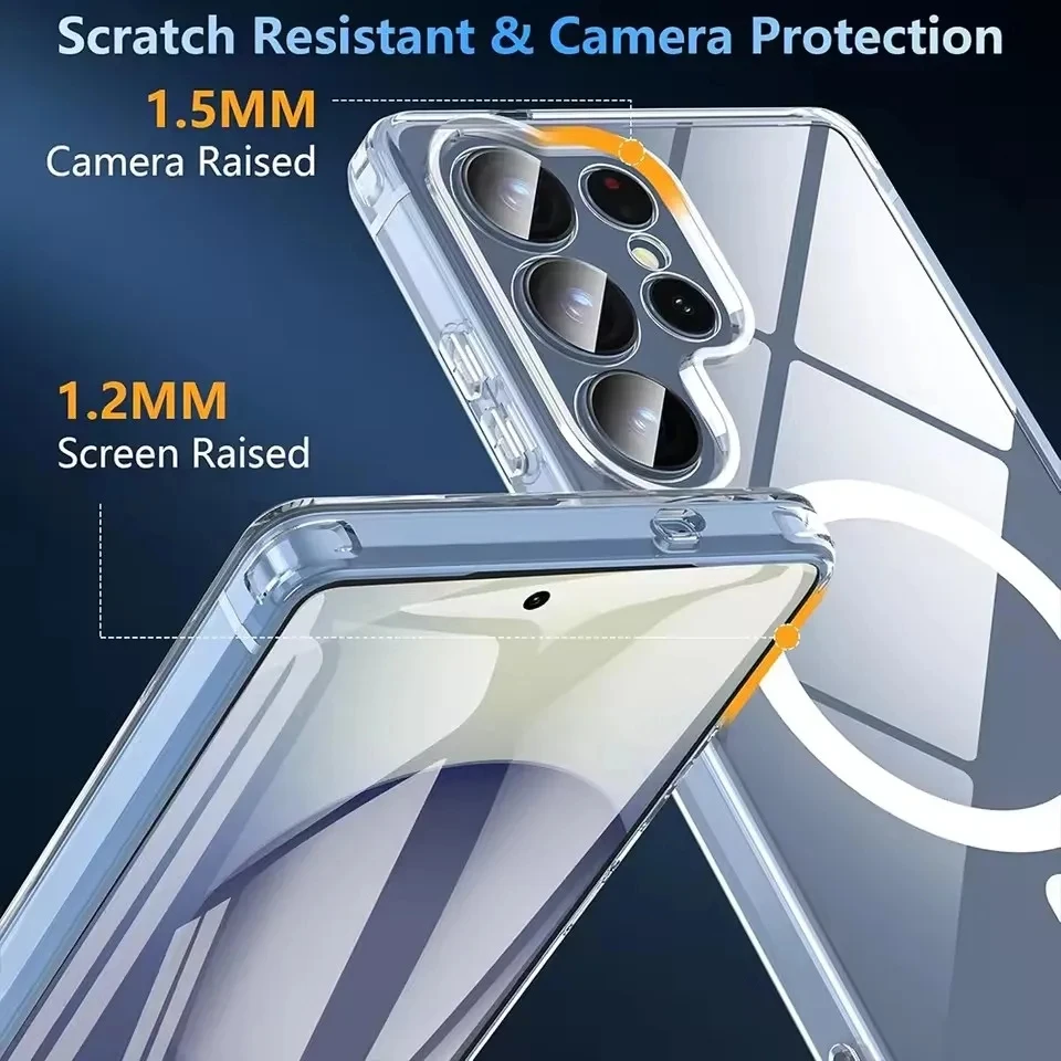 Color: Clear, Material: Neoprene - For Samsung Galaxy Note 10 PLUS 20 Ultra A05 A05S A06 A15 A16 A26 A35 A36 A54 For Magsafe Magnetic Wireless Charging Phone Case
