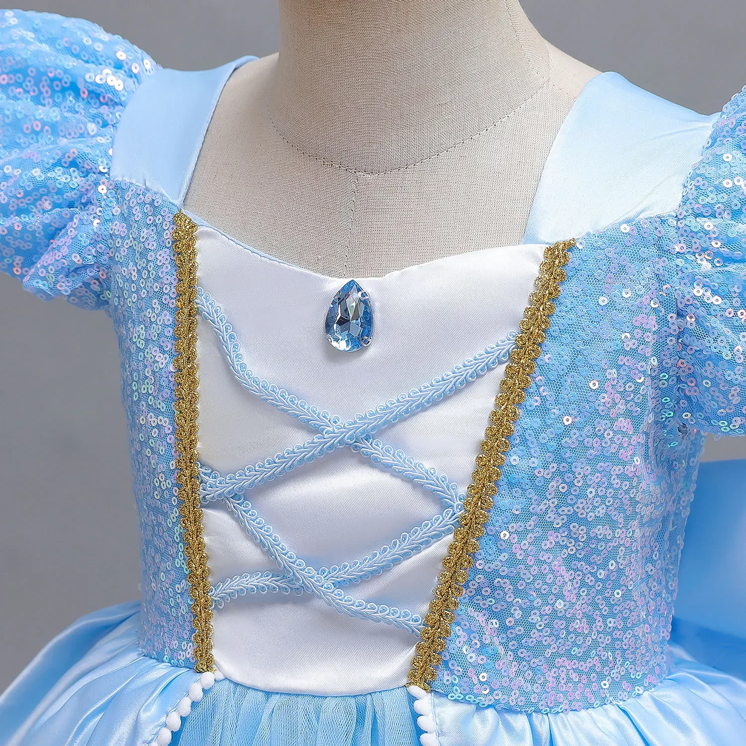 Kid Size: 9, Color: Rose Red - Disney Deluxe Elegant Cinderella Princess Ball Gown Fancy Birthday Cinderella Party Dress Vestidos Costume Play Carnival Apparel