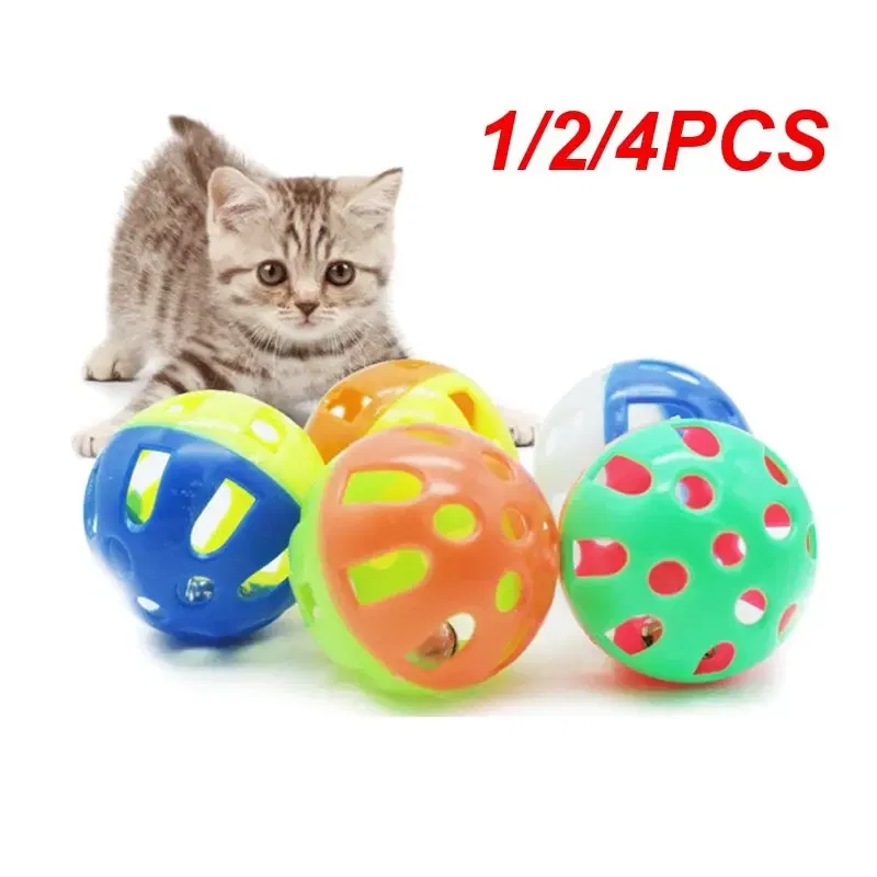 Color: Green, Ships From: CHINA - 1/2/4PCS Plastic Colorful Cat Toys Bells Balls Play Kitten Fun Games Pets Interactive Animal Exercise Funny Cat Toy Ball