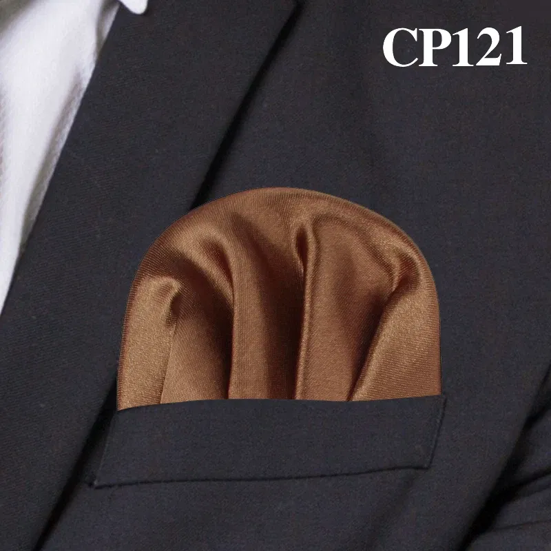 Color: Ginger - Fashion Solid Silk Satin Handkerchief Candy Color Suits Pocket Square For Men Business Chest Towel Hanky Suit Napkin Hankies