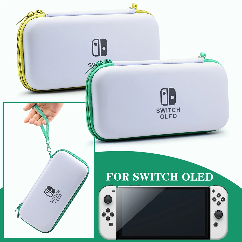 Color: Acid Blue - Case Kit For Nintend Switch OLED Console Carrying Case Protective Pouch Hard Shell Clear Cover For Switch Oled WIth Film Glass