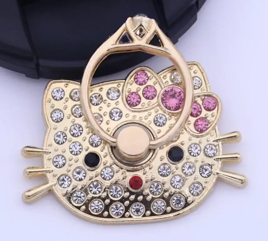 Color: Multicolor - Cute Anime Mickey Mouse Minnie Phone Finger Ring Holder With Diamond Kawaii High Quality Mobile Stand For Iphone 13 14 Huawei
