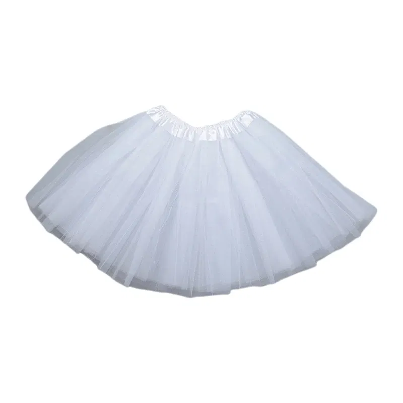 Color: WHITE - Children Kids Girls Ballet Skirts Elastic Mesh Tutu Ballerina Dress Gymnastics Dancing Skirt Princess Pettiskirts