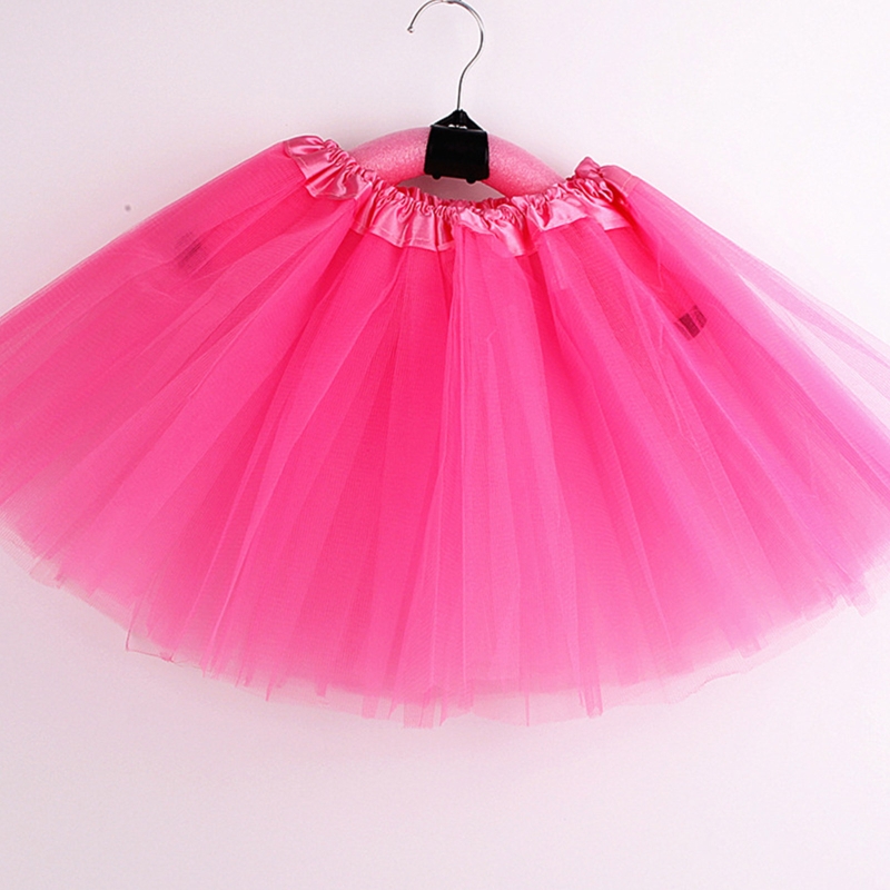 Color: WHITE - Children Kids Girls Ballet Skirts Elastic Mesh Tutu Ballerina Dress Gymnastics Dancing Skirt Princess Pettiskirts