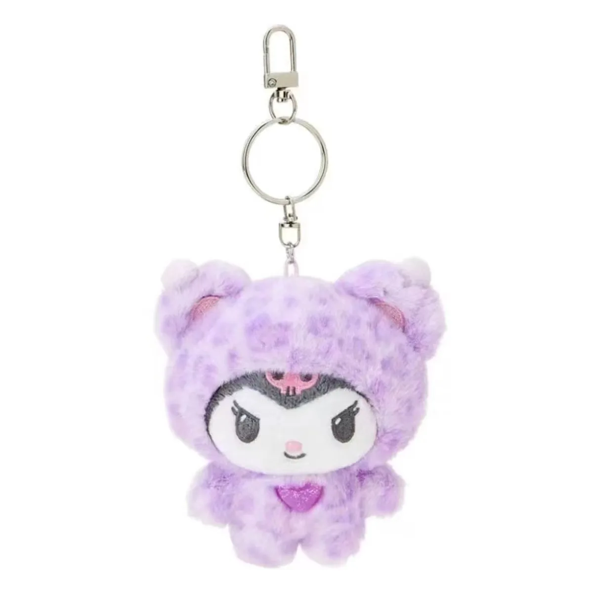 Color: green - Sanrio Leopard Print Bear Series Hello Kitty Keychain Pendant Cartoon Kitty Cat Plush Doll Pendant Keychain Bag Decorations Gift