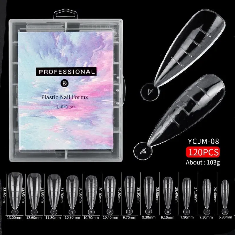 Color: DEEP BLUE - 120pcs Nail Forms Full Cover False Nails Quick Building Mold Fake Nail Shaping Extend Top Molds For Gel Salon Manicure Art